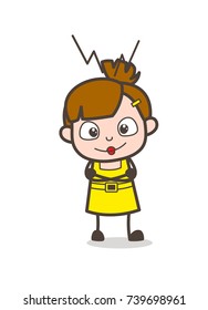 Smiling Lovely Kid Face - Cute Cartoon Girl Vector
