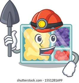 smiling lunch box character miner shape isolated