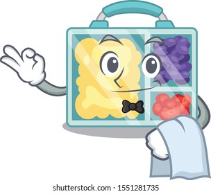 smiling lunch box character shape isolated waiter