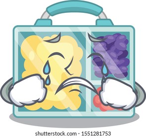 smiling lunch box character shape isolated crying