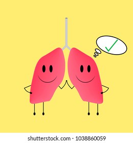 Smiling lungs showing that they are healthy. vector illustration.
