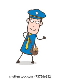 Smiling Mailman Character Running Pose Vector
