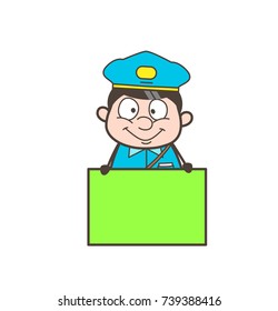 Smiling Mailman with Message Banner Vector

