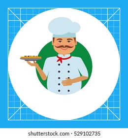 Smiling male chef with pizza