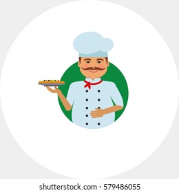 Smiling male chef with pizza