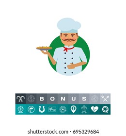 Smiling male chef with pizza