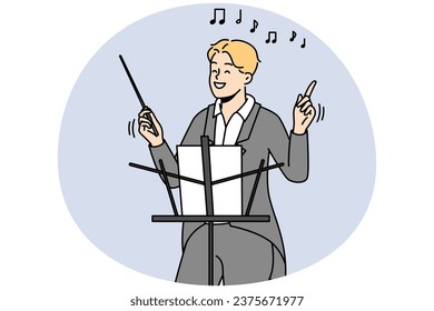 Smiling male conductor in