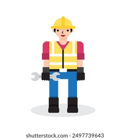 Smiling Male Construction Worker with Hard Hat - happy labor day design - Powered by Shutterstock - Get 15% off with code: PIKWIZARD15