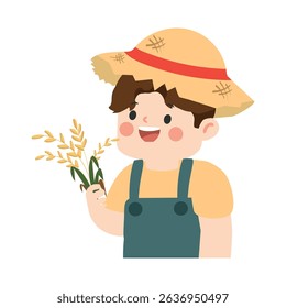 Smiling Male Farmer with Hat cartoon