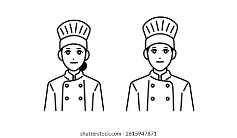 Smiling male and female chef avatars