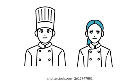 Smiling male and female chef avatars