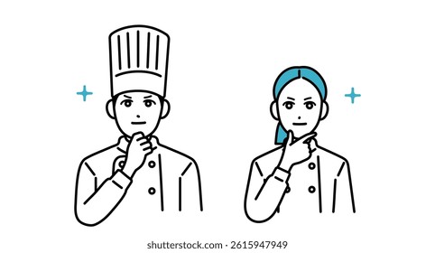 Smiling male and female chef avatars