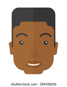 A smiling male head . A Contemporary style. Vector flat design illustration isolated white background. Square layout