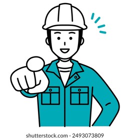 Smiling male worker nominating someone