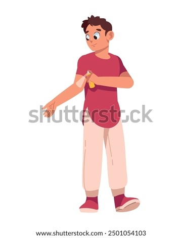 smiling man applying anti mosquito spray isolated