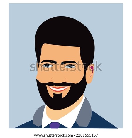 Smiling man avatar illustration outline.