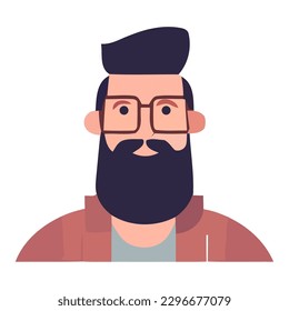 Smiling man with beard and eyeglasses icon isolated