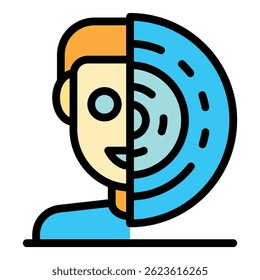 Smiling man bipolar icon. Outline smiling man bipolar vector icon color flat isolated