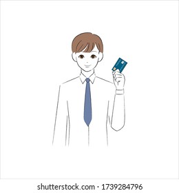 A smiling man with a cash card