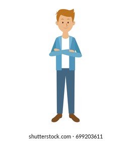 smiling man in casual clothes with arms crossed standing