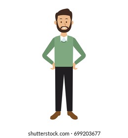 smiling man in casual clothes with arms waist standing