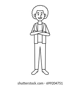 smiling man in casual clothes folded arms standing