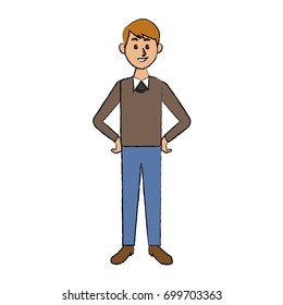 smiling man in casual clothes standing character