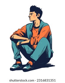 Smiling man in casual clothing icon isolated