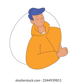 Smiling Man Character Looking Out of Shape Showing Thumb Up Vector Illustration