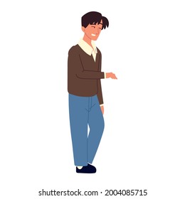 smiling man character standing isolated