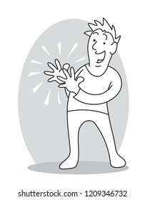 Smiling Man Clapping Hands. Cartoon vector illustration