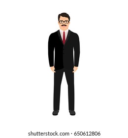 Smiling man clerk isolated vector illustration on white background