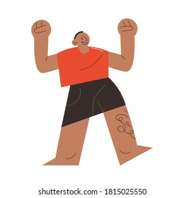 Smiling man client feeling happy with new tattoo after visiting tattoo studio