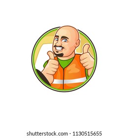 Smiling man delivery mascot