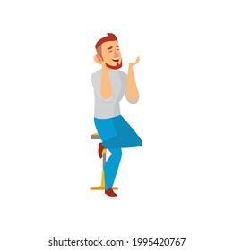 smiling man enjoying in jazz bar cartoon vector. smiling man enjoying in jazz bar character. isolated flat cartoon illustration