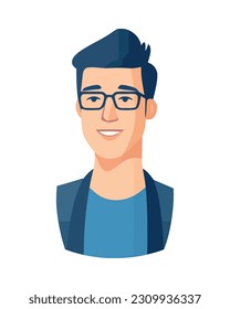 Smiling man with eyeglasses character isolated