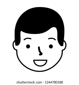 smiling man face cartoon white background