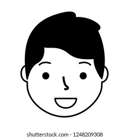 smiling man face cartoon white background