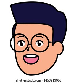 smiling man face character white background vector illustration