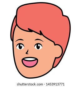 smiling man face character white background vector illustration