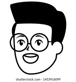smiling man face character white background vector illustration
