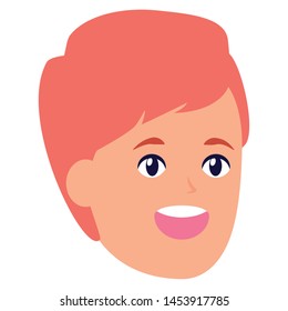 smiling man face character white background vector illustration