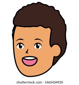 smiling man face character white background vector illustration