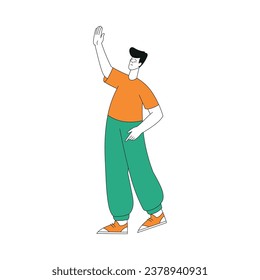 Smiling Man Give High Five Gesture with Her Hand Vector Illustration