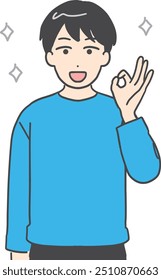 Smiling man giving OK sign