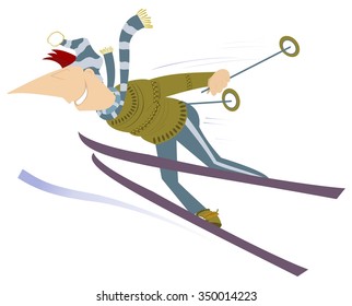 Smiling man go skiing