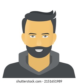 Smiling man in gray hoodie