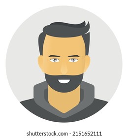Smiling man in gray hoodie