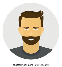 Smiling man in gray t-shirt u-neck