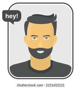 Smiling man in gray t-shirt u-neck